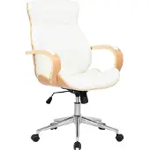 CLP Bürostuhl ergonomisch Melilla, Höhenverstellbar und Drehbar, mit kippbarer Rückenlehne und Armlehnen aus Kunstleder, Schreibtischstuhl, Farbe: natur/weiß