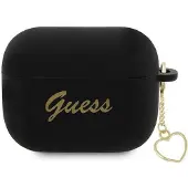 GUESS GUAP2LSCHSK AirPods Pro 2 (2022/2023) Hülle schwarz/schwarz Silikon Charm Herz Kollektion