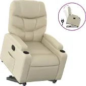 Syfax Relaxsessel mit Aufstehhilfe Creme Kunstleder