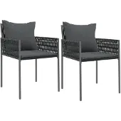 Syfax Gartenstühle mit Kissen 2 Stk. Schwarz 54x61x83 cm Poly Rattan