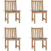 Syfax Gartenstühle 4 Stk. mit Kissen Massivholz Teak