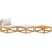 Syfax 3-tlg. Garten-Lounge-Set mit Kissen Massivholz Akazie