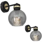 Eko-Light Wandleuchte Milagro OMEGA schwarz gold 1xE27 Rauchglas