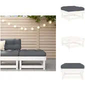 vidaXL Gartenhocker mit Kissen Weiß Massivholz Kiefer - Gartensofaelemente