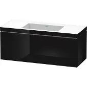 Duravit L-Cube c-bonded Set wandhängend, 1 Auszug, ohne Überlauf, ohne Hahnloch, 1200x500x480mm, LC6919N4040, Farbe: Schwarz Hochglanz Lack