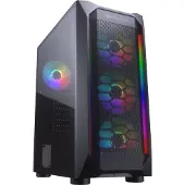 Cougar CGR-5VM6B-MESH-G-RGB, Midi Tower, PC, Schwarz, Transparent, ATX, micro ATX, Mini-ITX, Glas, Metall, Gaming