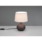 Meine Wunschleuchte LED Tischlampe mit Keramikfuß Braun & Stoffschirm Beige, Nachttischlampe H: 29cm