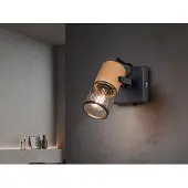 Meine Wunschleuchte Schwenkbarer LED Wandstrahler - Spotleuchte Metallgeflecht Gitterlampe mit Holz