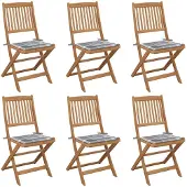 Syfax Klappbare Gartenstühle 6 Stk. mit Kissen Massivholz Akazie