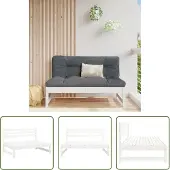 The Living Store Garten-Mittelsofa Weiß 120x80 cm Massivholz Kiefer