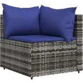 Syfax Garten-Ecksofa mit Kissen Grau Poly Rattan