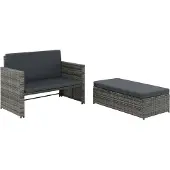 Syfax 2-tlg. Garten-Lounge-Set mit Auflagen Poly Rattan Grau