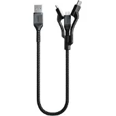 Nomad 3-in-1 Aramidfasern Ladekabel Lightning / USB-C / Micro-USB 30cm – Schwarz
