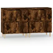 Syfax Sideboards 2 Stk. Räuchereiche 60x35x70 cm Holzwerkstoff