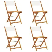 Syfax Klappstühle, 4 Stück, cremeweißer Stoff und Massivholz