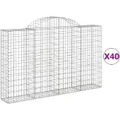 vidaXL Gabionen mit Hochbogen 40Stk. 200x30x120/140cm Verzinktes Eisen