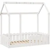Syfax Kinderbett Hausbett Weiß 70x140 cm Massivholz Kiefer