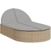 vidaXL Doppel-Sonnenliege mit Auflagen Beige Poly Rattan