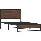 Syfax Metallbett ohne Matratze Braun Eichen-Optik 107x203 cm