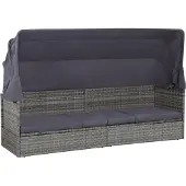 Syfax Gartenbett mit Baldachin Grau 205×62 cm Poly Rattan