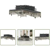The Living Store 3-tlg. Garten-Ecksofa-Set mit Kissen Hellgrau Poly Rattan