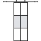 Syfax Schiebetür mit Beschlag Schwarz 76x205 cm Hartglas