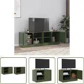 The Living Store TV-Schränke 2 Stk. Olivgrün 67x39x44 cm Stahl