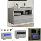 The Living Store TV-Wandschrank mit LED-Leuchten Grau Sonoma 60x30x40 cm