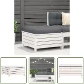 The Living Store Gartenhocker mit Kissen Weiß Massivholz Kiefer