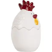 Clayre & Eef Glastopf Huhn Ø 8x14 cm Weiß Glas