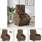 The Living Store Relaxsessel mit Aufstehhilfe Elektrisch Braun Stoff