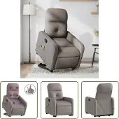 The Living Store Massagesessel mit Aufstehhilfe Taupe Stoff