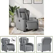 The Living Store Relaxsessel Elektrisch Hellgrau Stoff