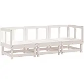 Syfax 3-tlg. Garten-Lounge-Set Weiß Massivholz Kiefer