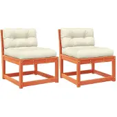 Syfax Gartensofas mit Kissen 2 Stk. Wachsbraun Massivholz Kiefer