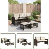 The Living Store 4-tlg. Garten-Sofagarnitur mit Kissen Braun Poly Rattan Glas