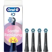 Oral-B iO Sanfte Reinigung – ORIGINAL Aufsteckbürsten für Elektrische iO Zahnbürsten – Bürstenköpfe, Zahnbürstenaufsatz, Ersatzbürsten für empfindliches Zahnfleisch – Schwarz, 4 Stück
