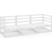 Syfax Outdoor-Sofa 3-Sitzer Weiß Massivholz Kiefer