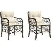 Syfax Gartenstühle mit Kissen 2 Stk. Braun Poly Rattan