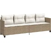 Syfax Sonnenliege mit Kissen Beige Poly Rattan