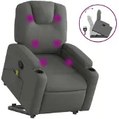 Syfax Massagesessel mit Aufstehhilfe Dunkelgrau Stoff
