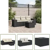 The Living Store 4-tlg. Garten-Sofagarnitur mit Kissen Schwarz Poly Rattan