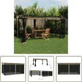The Living Store Pavillon mit Netzwänden Taupe 4x3 m Stahl