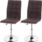 Mendler 2er-Set Esszimmerstuhl HWC-C41, Stuhl Küchenstuhl, höhenverstellbar drehbar, Stoff/Textil braun