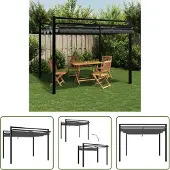 The Living Store Gartenpavillon mit Ausziehbarem Dach Anthrazit 3x3 m Aluminium