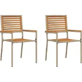 Syfax Garten Stapelstühle 2 stk. Beige Massivholz Akazie