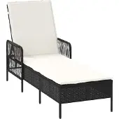 Syfax Sonnenliege Poly-Rattan Schwarz und Cremeweiß