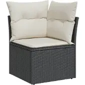 Syfax Garten-Ecksofa mit Kissen Schwarz Poly Rattan
