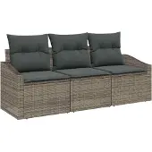 Syfax Gartensofa-set 3 stk. Grau Poly-Rattan