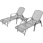 Syfax Sonnenliegen 2 Stk. mit Tisch Stahl Anthrazit